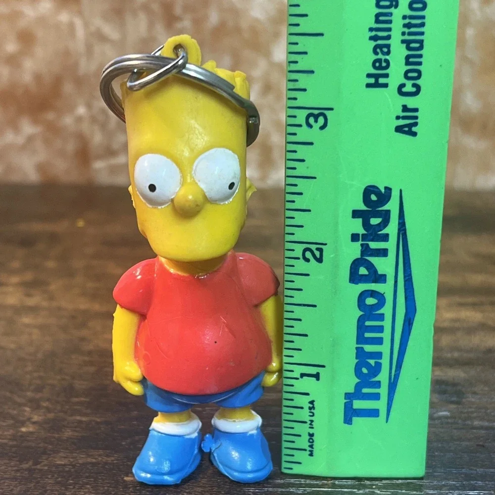 Bart Simpson Keychain Vintage 1990 The Simpsons Keyring PVC KeyTag Toy Gift